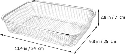 Ipetboom Stainless Steel Drain Basket Fruit and Vegetable Washing Basket Rectangular Kitchen Sink Strainer Mesh Colander for Rinsing Draining and Storage 12.99 X 9.44 X 2.75 in