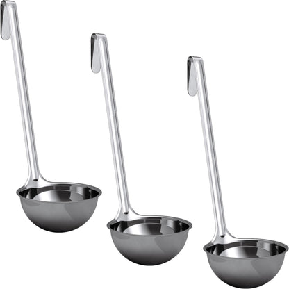 Sturdy, Ergonomic Combo Sizes Ladles 5 Pk. 1 2 4 6 8 Oz Stainless Steel Ladle with Long Handles. Best Kitchen Supplies for Stirring, Portioning and Serving Soup, Chili and Stew in Restaurants and Home