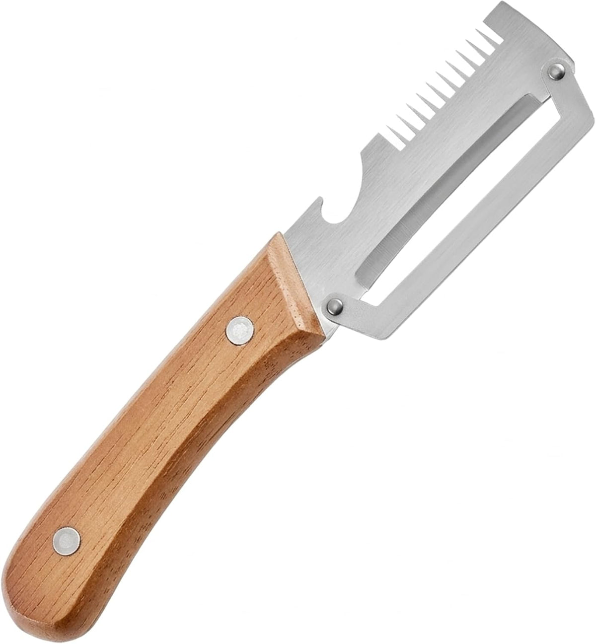 3-in-1 Vegetable Peeler, Julienne & Opener – Steel Blade, Wood Handle（Z1）