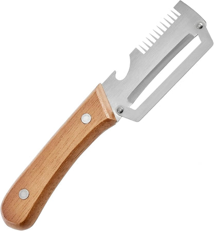 3-in-1 Vegetable Peeler, Julienne & Opener – Steel Blade, Wood Handle（Z1）