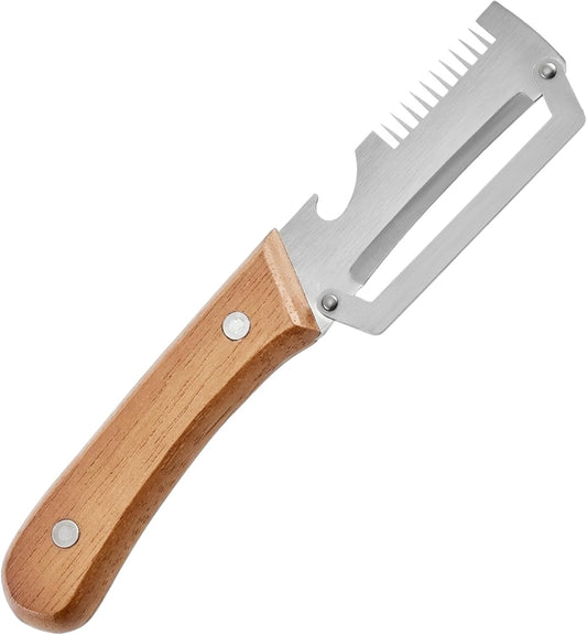 3-in-1 Vegetable Peeler, Julienne & Opener – Steel Blade, Wood Handle（Z1）