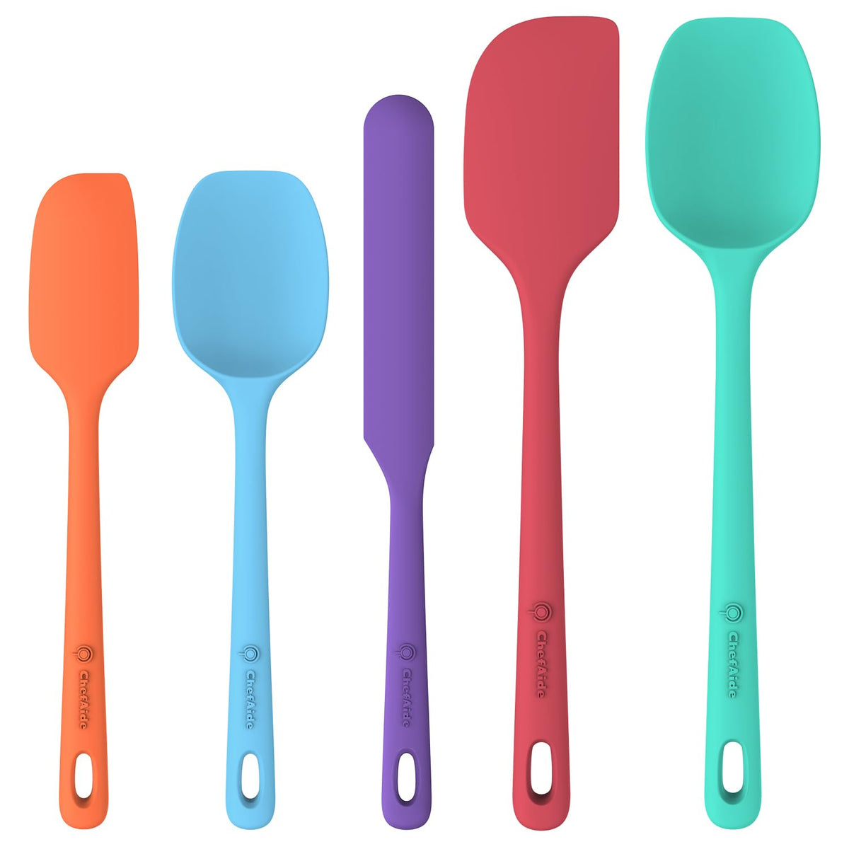 ChefAide 5 Pieces Silicone Spatulas Set, Heat Resistant Rubber Spatula