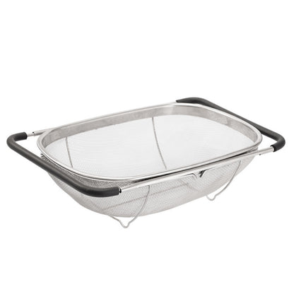 4qt Stainless Steel Oval Strainer Basket Colander, Over The Sink Fine Mesh Expandable, Colander For Kitchen Sink, Vegetables, Strain, Drain, Rinse Fruits (4 Quart Strainer Basket)