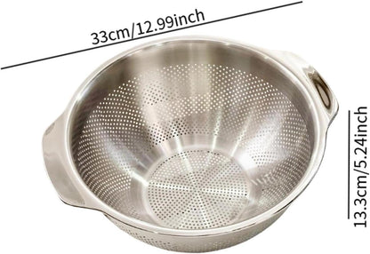 Drain Basket Stainless Steel Colander Strainer with Handle Strainer Basket Vegetable Draining Bowl Sturdy Handles Rust Resistant