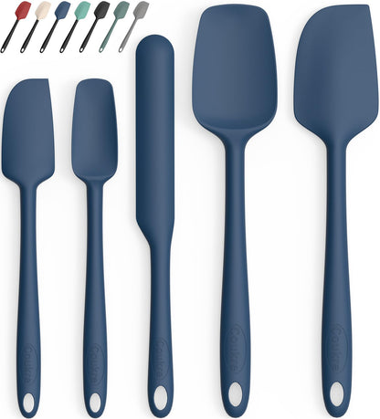Coukre Silicone Spatula Set of 5,High Temperature Resistant, Food Grade Silicone, Dishwasher Safe, for Baking, Cooking (Pure Colorful A)