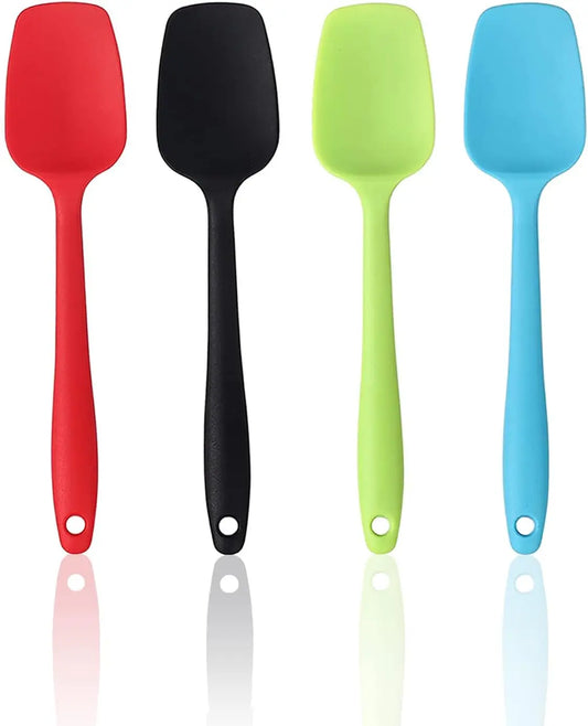 4-Piece Silicone Spatula Set, Rubber Spoon Spatula for Baking,Heat Resistant Cooking Utensil,Flexible Silicone Spoon Baking Mixing Tool Cooking Gadget,Kitchen Accessories Bakeware Hanging