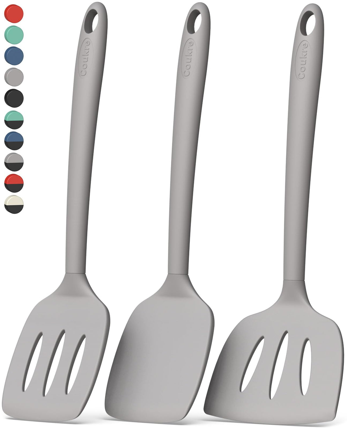 Coukre 3 Pack Silicone Spatula Set, Heat Resistant to 500°F, BPA-Free