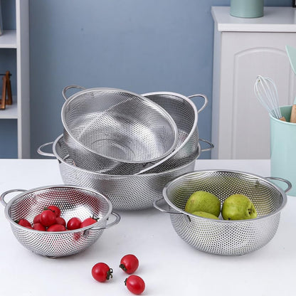Stainless Steel Colanders Professional Food Strainers Kitchen Mesh Colanders Net Strainer Baskets Fruit Fine Mesh Strainers with Handles for Draining Rinsing
