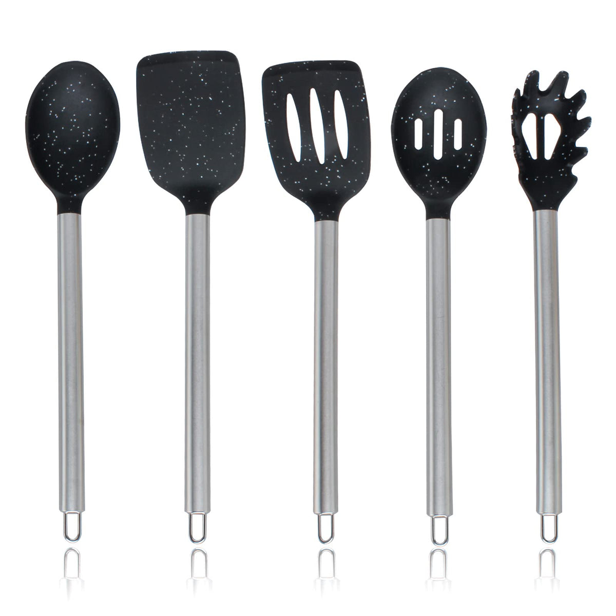 COOK WITH COLOR Silicone Cooking Utensils, Kitchen Utensil Set, Easy to Clean Silicone Kitchen Utensils, Cooking Utensils for Nonstick Cookware, Kitchen Gadgets Set, 10 Pieces, Green