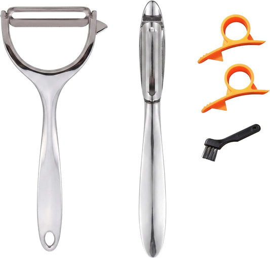 Vegetable Peeler for Kitchen with 2 Orange Citrus Peelers 1 Brush