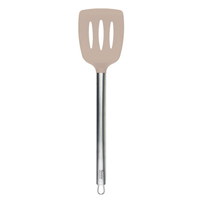 Tovolo Slotted Silicone Spatula Turner Slotted Stainless Steel Handle 10" Black Heat Resistant Non Toxic BPA Free Kitchen Utensil, Scratch Resistant Silicone Pancake Flipper Turner for Cooking