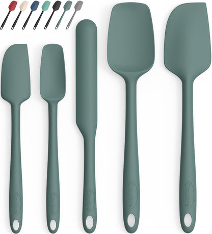 Coukre Silicone Spatula Set of 5,High Temperature Resistant, Food Grade Silicone, Dishwasher Safe, for Baking, Cooking (Pure Colorful A)