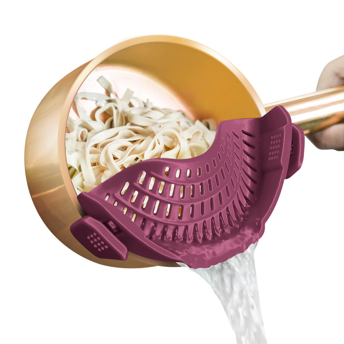 AUOON Clip On Strainer Silicone for All Pots, Standard 8.86 x 3.55in, Black