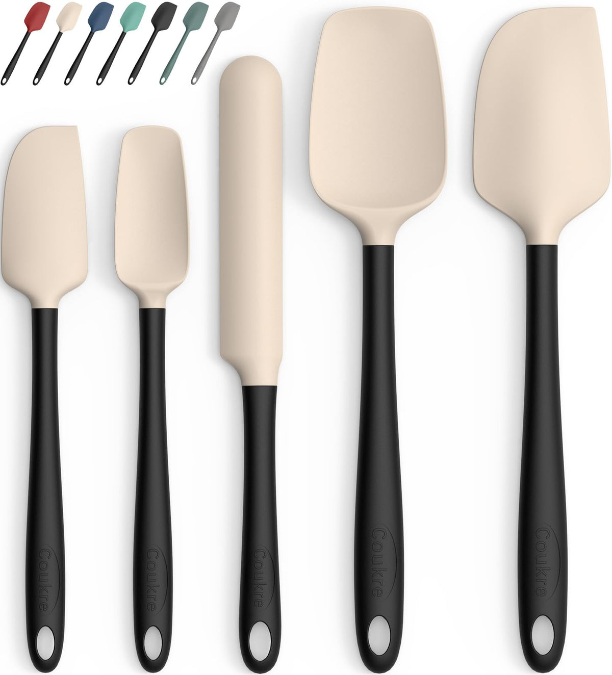 Coukre Silicone Spatula Set of 5,High Temperature Resistant, Food Grade Silicone, Dishwasher Safe, for Baking, Cooking (Aqua Green)