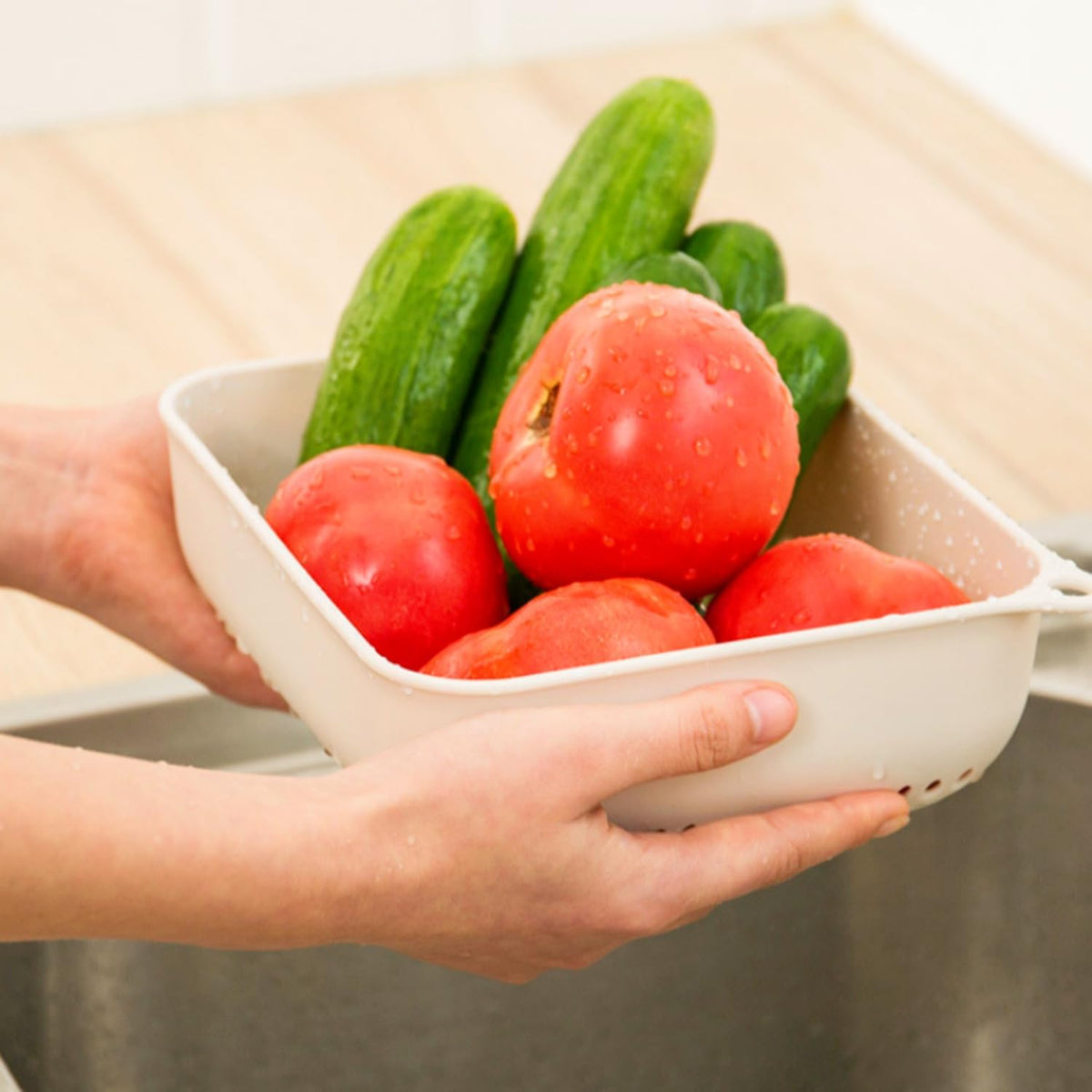 3pcs Fruits & Vegetable Colander Set,2 in 1 Fruit Washing Basket with Strainer,Multipurpose Vegetable Filter,Multi-layer Kitchen Draining Basket Set