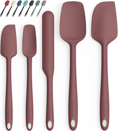 Coukre Silicone Spatula Set of 5,High Temperature Resistant, Food Grade Silicone, Dishwasher Safe, for Baking, Cooking (Pure Colorful A)