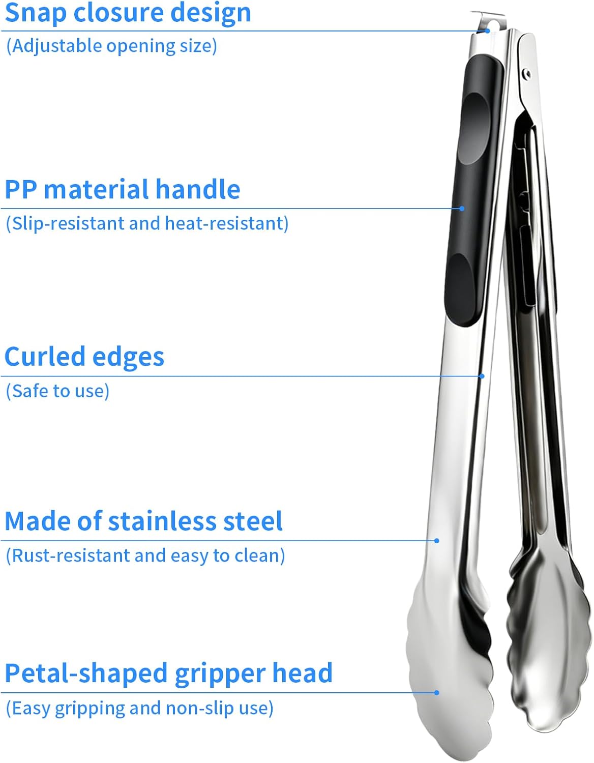 2 Pcs 9/12 Inch Kitchen Tongs for Cooking, BBQ & Salad
