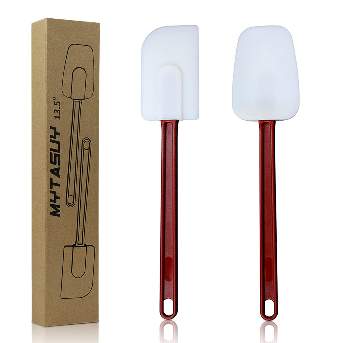 14 INCH Silicone Spatulas Heat Resistant Heavy Duty Rubber Spatulas Commercial Spatulas Set for Kitchen Use Silicone Cooking Utensils Sets of 2