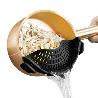 AUOON Clip On Strainer Silicone for All Pots, Standard 8.86 x 3.55in, Black