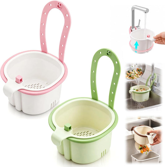 2Pcs 2026 New Cactus Kitchen Sink Strainer Basket, Hanging Sink Drain Basket, Multifunctional Hanging Sink Drain Basket, Household Kitchen Sink Food Waste Filter Basket, Green + Pink