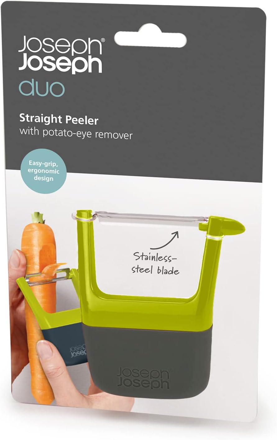 Joseph Joseph Duo Easy-Grip Straight Potato and Vegetable Kitchen Peeler, Green