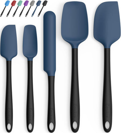 Coukre Silicone Spatula Set of 5,High Temperature Resistant, Food Grade Silicone, Dishwasher Safe, for Baking, Cooking (Aqua Green)