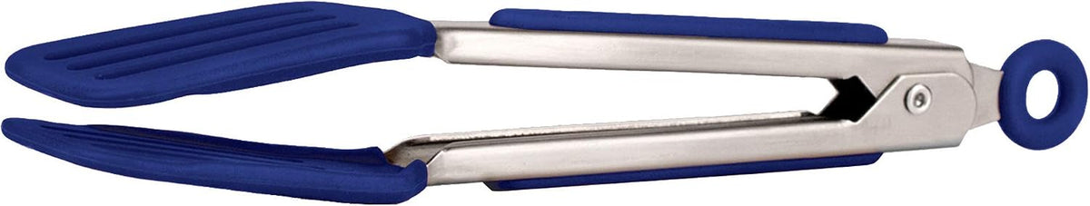 Tovolo Mini Turner Tongs Nonstick Flat Head Tong for Easily Flipping Cooking Serving, Heat Resistant Tongs BPA Free Dishwasher Safe Tongs Easy Lock Non Slip Grip Stainless Steel Handle, White