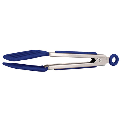 Tovolo Mini Turner Tongs Nonstick Flat Head Tong for Easily Flipping Cooking Serving, Heat Resistant Tongs BPA Free Dishwasher Safe Tongs Easy Lock Non Slip Grip Stainless Steel Handle, White