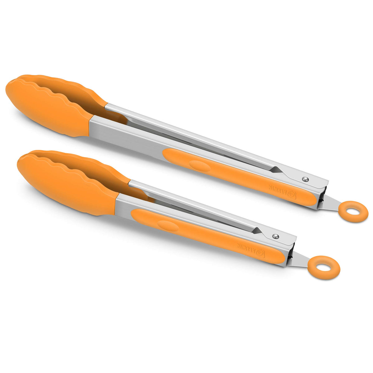 2 Pack Silicone Kitchen Tongs, 9 & 12 Inch, Stainless Steel, Black