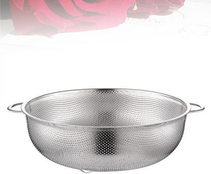 Stainless Steel Kitchen Basket and Drain Basket with Handles 25.5cm for Home Food Straining and Washing
