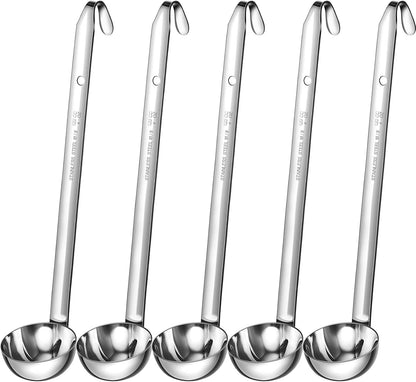 Cunhill 5 Pcs Soup Ladles Stainless Steel Serving Ladles with Long Handle for Serving, Cooking, Stirring, Portioning Kitchen Restaurant Accessories(4 oz)