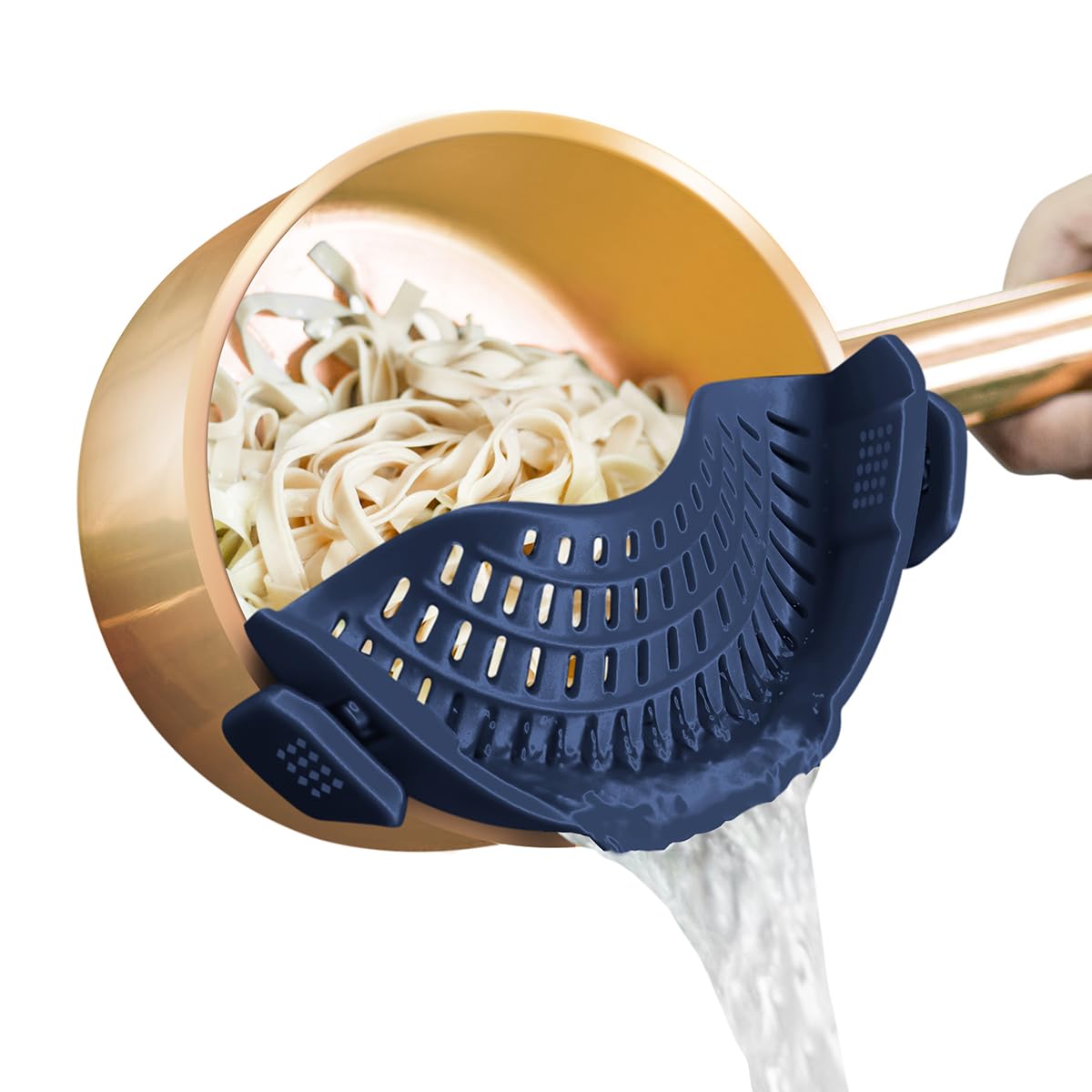 AUOON Clip On Strainer Silicone for All Pots, Standard 8.86 x 3.55in, Black