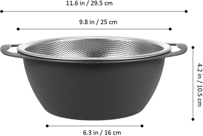 Heavy Duty Stainless Steel Colander Strainer Basket Large Multi-functional Kitchen Drain Basket for Washing Fruits Vegetables Rice with Fine Holes