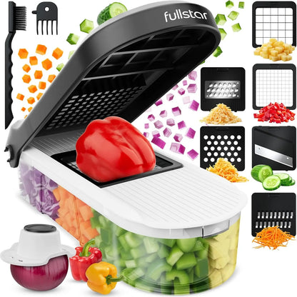 Fullstar Vegetable Chopper & Slicer, Onion Dicer, Food Cutter with Stainless Steel Blades, Dishwasher-safe for Meal Prep