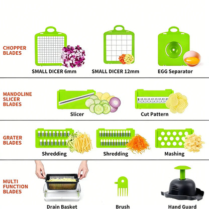 Durable Kitchen Slicer Dicer - Reusable ABS Multi-Use Kitchen Utensil with Slice-Dice-Grate, Rustproof Slicing, Peeler, Mechanical Design, Removable Parts for Easy Rinse Clean, Quick Chop Time, Portable Meal Prep Tool,sohochic
