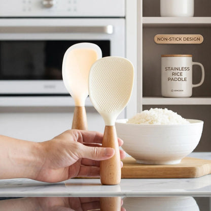 3 PCS Silicone Spoon with Wooden Handle, Heat-Insulation & Heat-Resistant Multifunctional Spatula Spoon for Rice Cooker, Practical Kitchen Tool for Home & Restaurant, Kitchen Cooking Accessories, Wooden Cooking Tools, Kitchen Utensils-YY1
