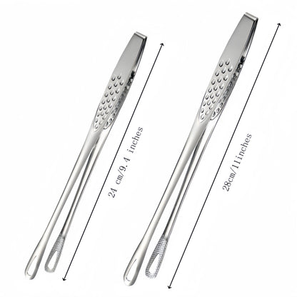Stainless Steel Cooking Tongs Set - 2-Pack 2 Sizes (11-inch & 9.4-inch) Versatile Rust-Proof Durable Kitchen Utensils, Easy-Clean Stainless Finish, Ideal for Flipping & Serving Indoor/Outdoor Steak at BBQ Parties