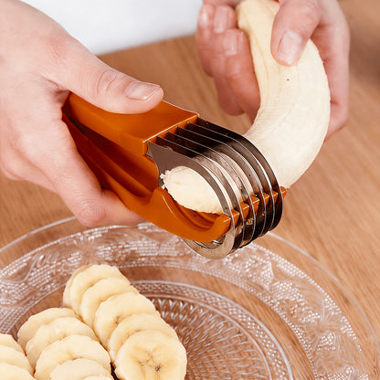 Banana Slicer, ABS + Stainless Steel And Vegetable Salad Peeler Cutter Kitchen Tools for Banana, Strawberry, Grape(1 Pcs)