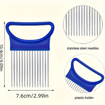 Stainless Steel Onion Slicing Fixed Knife, Suitable for Scallions And Onions, Garlic, Fruits, And Vegetables, Portable Kitchen Cooking Tool Kitchen Accessory, Stainless Steel Onion Insertion Vegetable Cutter