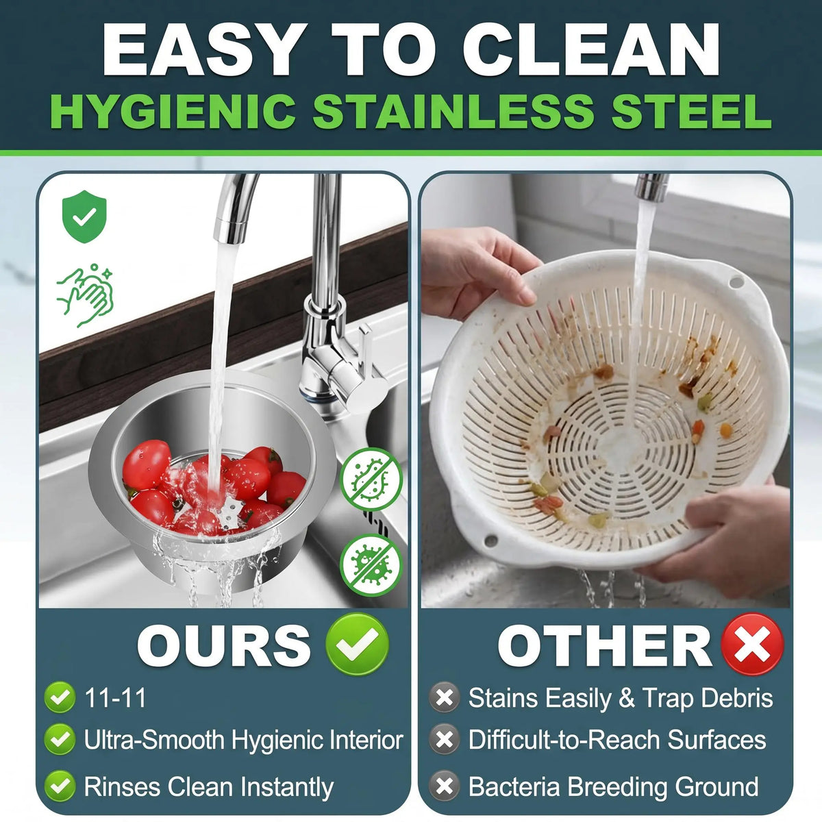Homeessentials Stainless Steel Swan Sieve with Handle, 2025 New Multifunctional Kitchen Colander, Hanging Metal Draining Strainer Basket for Sink Corner, Fruit & Vegetable Use (1 Pack),sohochic