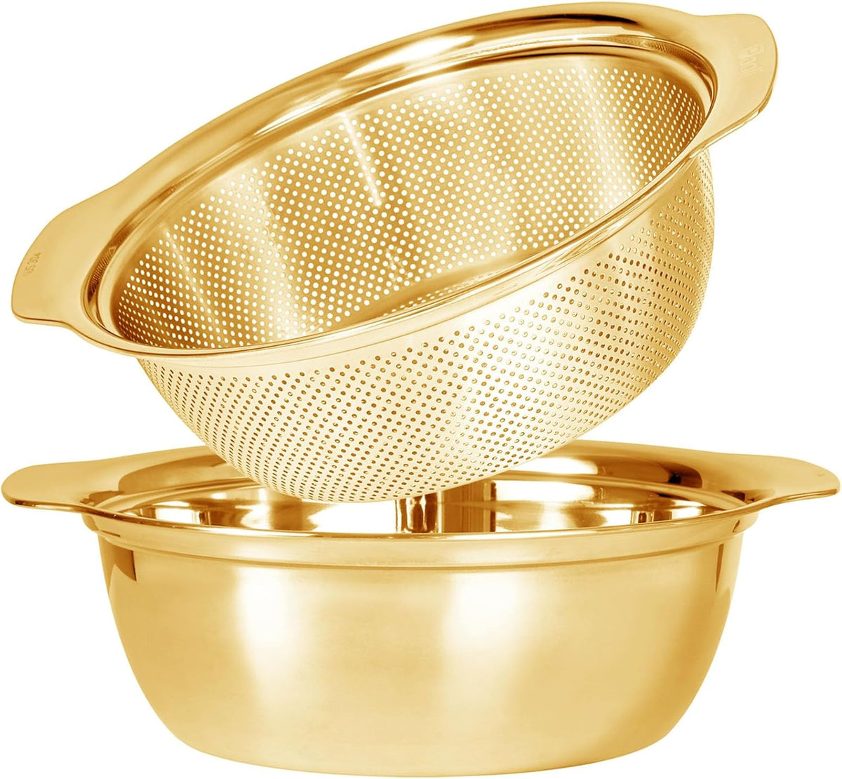 Paoli 304 Stainless Steel Fine Mesh Colander Set, 2QT Large Capacity Strainer with Mixing Bowl — Rinse Fruits, Veggies, Rice & Drain Pasta, Dishwasher Safe (2-Piece)