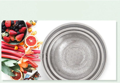 Stainless Steel Kitchen Basket and Drain Basket with Handles 25.5cm for Home Food Straining and Washing