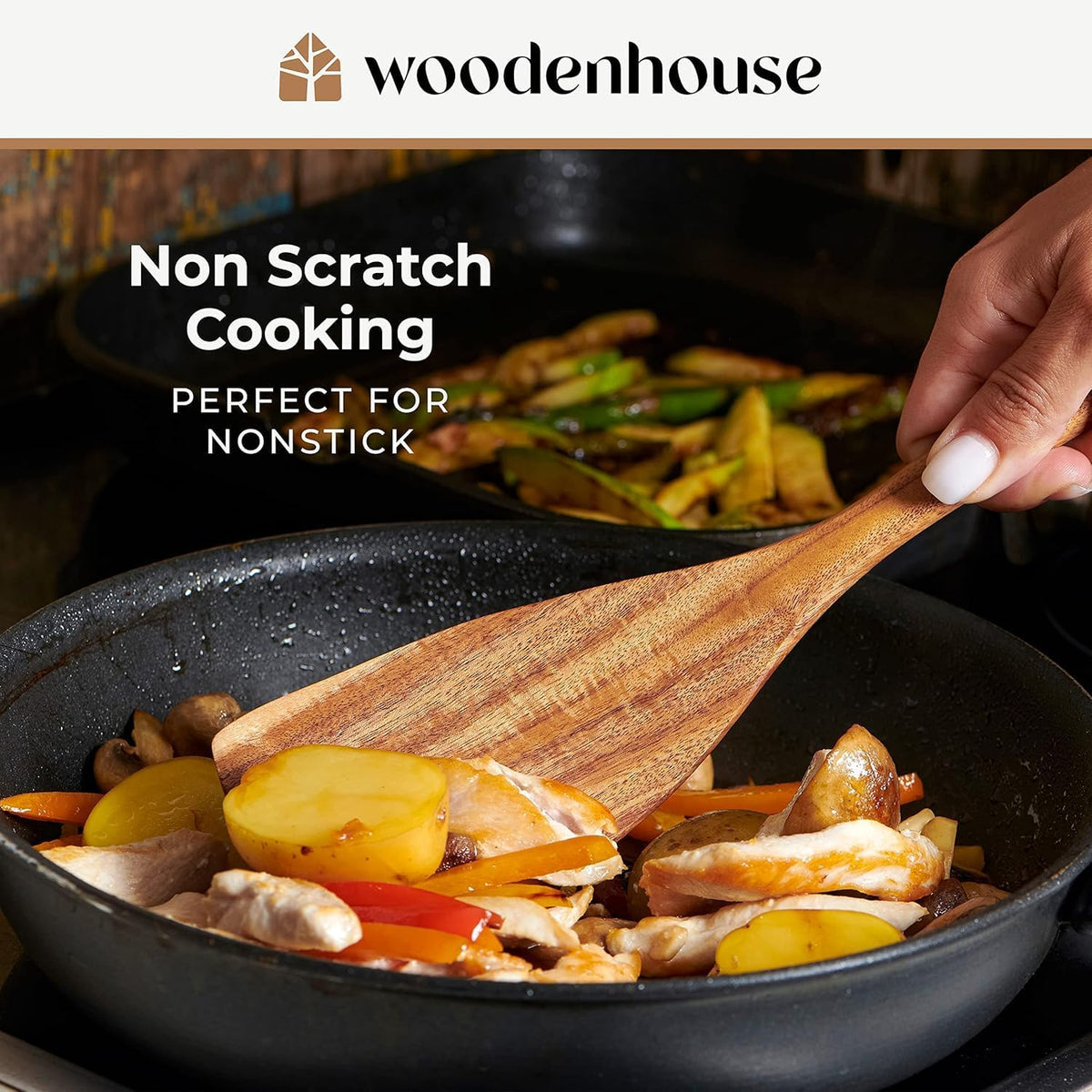 Wooden Spoons for Cooking – 10 Pcs Non Toxic Teak Kitchen Utensils Set
