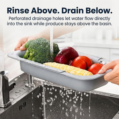 Expandable Over Sink Strainer, Adjustable Kitchen Colander, Gray