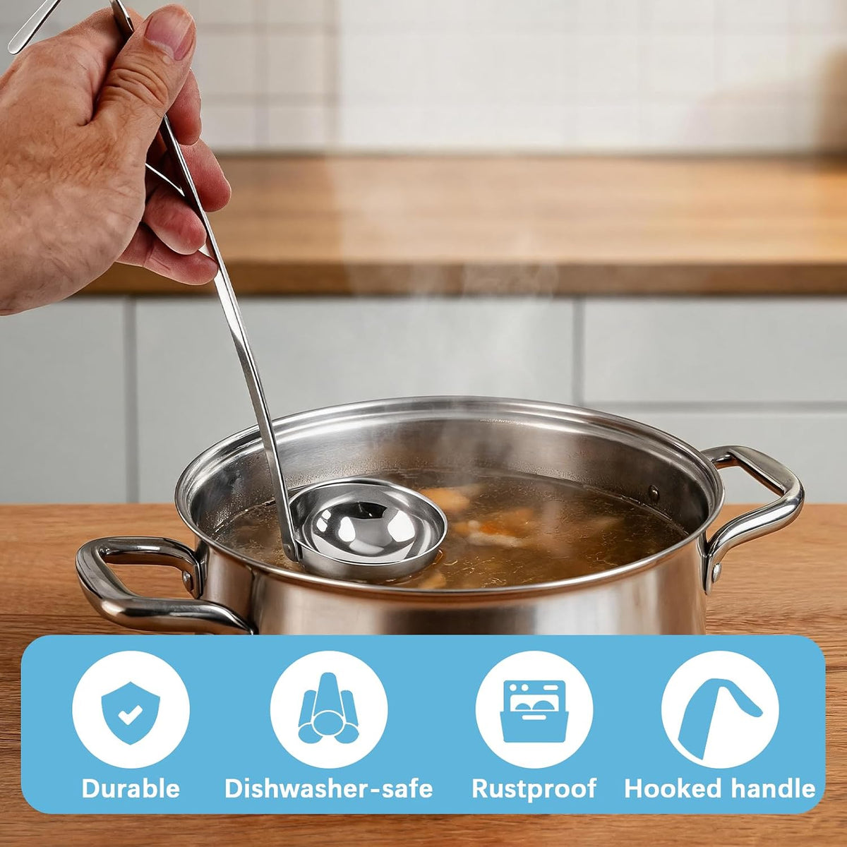 12 Pieces Stainless Steel Soup Ladle Sturdy Soup Ladle with Long Handles Portion Control Serving Spoons for Cooking Soup Sauce Kitchen Home(2 oz)