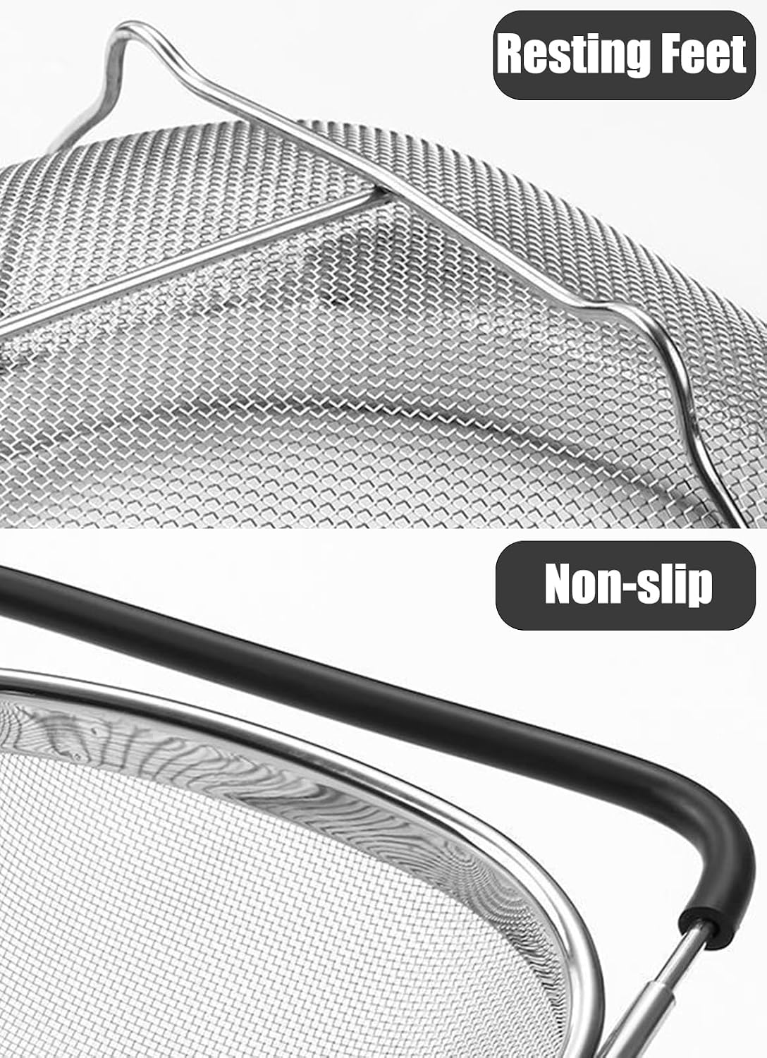 Fine Mesh Colander Over The Sink 6 Quart Stainless Steel Strainer Basket