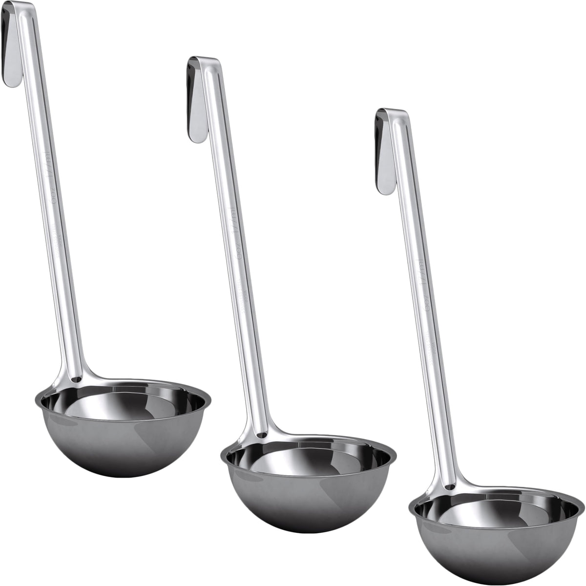 Sturdy, Ergonomic Combo Sizes Ladles 5 Pk. 1 2 4 6 8 Oz Stainless Steel Ladle with Long Handles. Best Kitchen Supplies for Stirring, Portioning and Serving Soup, Chili and Stew in Restaurants and Home