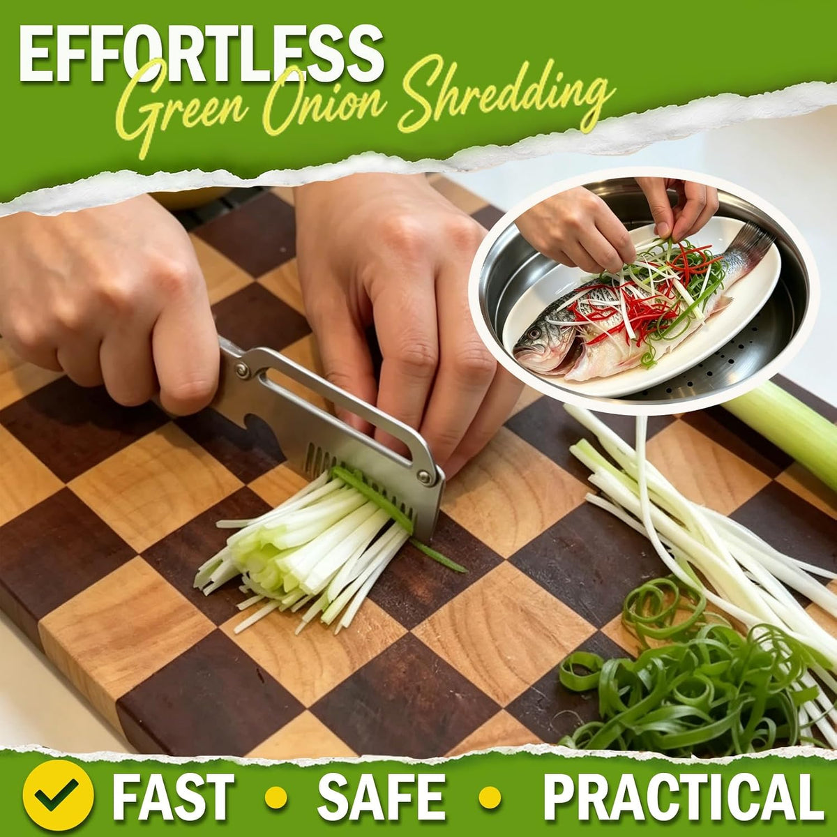 Hendiy 3-in-1 Vegetable Peeler, Wood Handle Stainless Steel Wide Blade Peeler with Scallion Shredder & Bottle Opener, Ultra-Sharp Multi-Function Veggie Peeler for Kitchen, Camping & Travel (1 Pack)