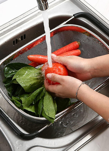 Fine Mesh Colander Over The Sink 6 Quart Stainless Steel Strainer Basket