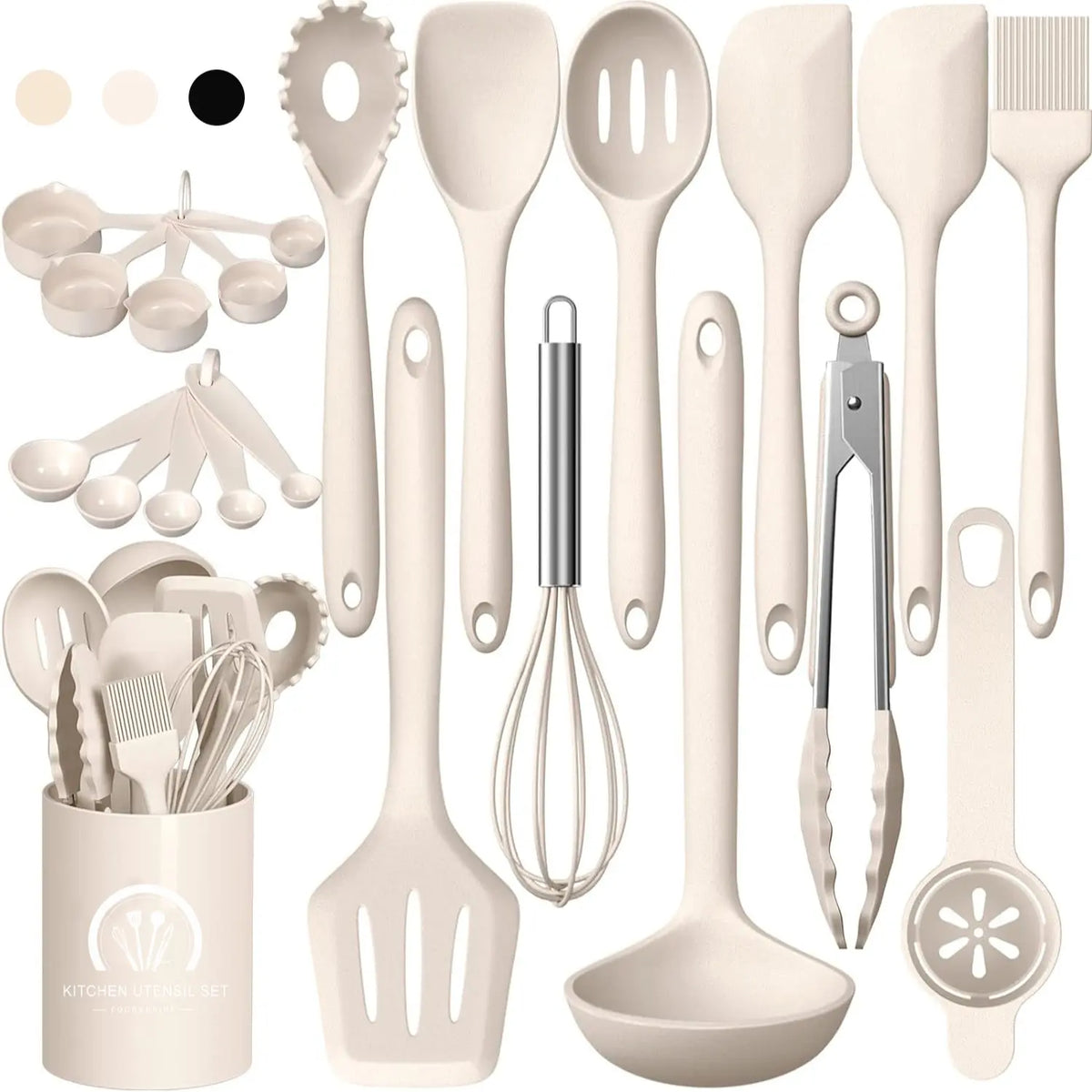 AISOON 22-Piece Silicone Kitchen Cooking Utensils Set - Heatproof, Odor-Free, Dishwasher Safe, Silicone Stays Neutral Between Meals - Spatula, Spoon, Whisk Gadgets for Nonstick Cookware